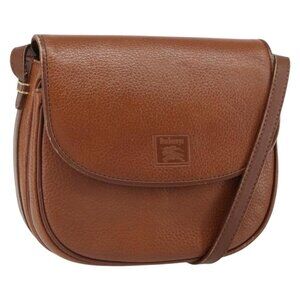 Authentic Burberrys Shoulder Bag Leather Brown Gold